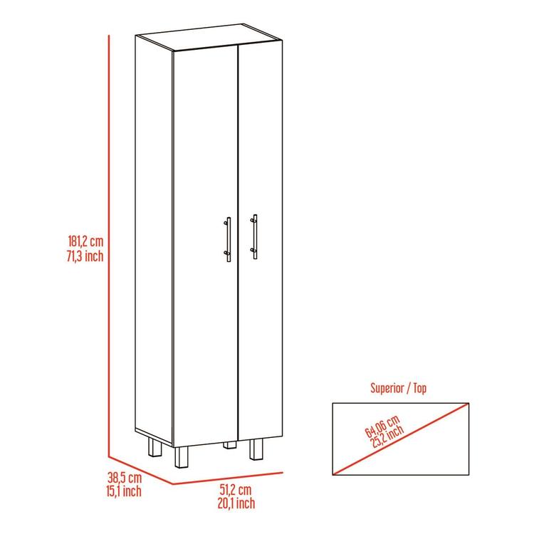 FM FURNITURE Norway Black Broom Closet Pantry