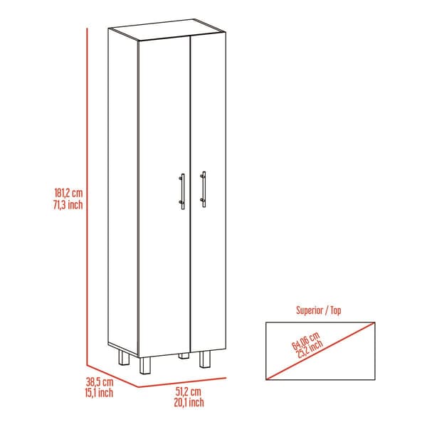 FM FURNITURE Norway Black Broom Closet Pantry