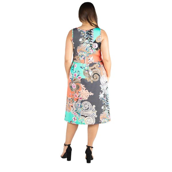 Plus Size 24/7 Comfort Apparel Floral Fit & Flare Midi Dress
