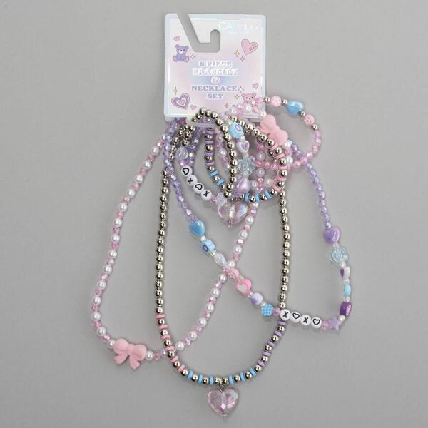 Girls Capelli&#40;R&#41; New York 8pc. XOXO Bow Bracelet & Necklace Set - image 