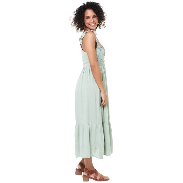 Womens BB Dakota Flutter Sleeve Lace Front Ruffle Hem Midi Dress