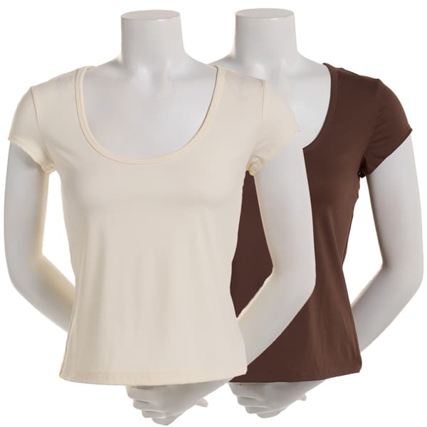 Juniors Urban Rebel 2pk. Nylon Jersey Scoop Neck Cap Sleeve Tees - image 