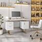 Techni Mobili 51in. White & Gold Office Desk w/Drawers & Storage - image 8