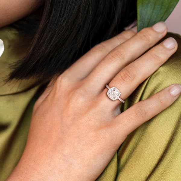 Sterling Silver 1 3/8ctw. Created White Morganite Halo Ring