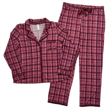 Petite Jessica Simpson Plaid Lace Trim Collar Pajama Set - Boscov's