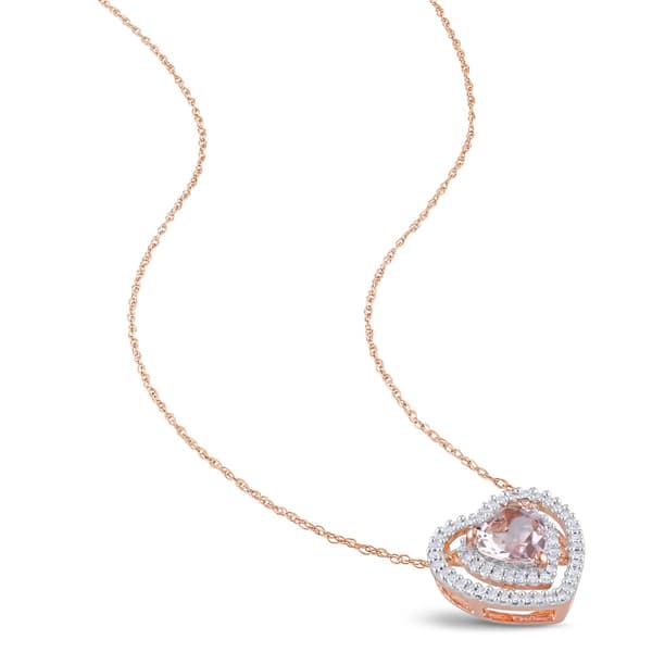 Gemstone Classics&#8482; 10kt. Rose Gold Double Heart Necklace