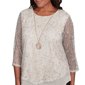 Petite Alfred Dunner Natural Instinct Popcorn Mesh Blouse - image 5