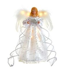 Kurt Adler Silver & White Fairy Lighted Angel Tree Topper