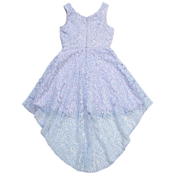 Girls (7-16) Rare Editions Glitter Lace Bodice Sleeveless Hi Low