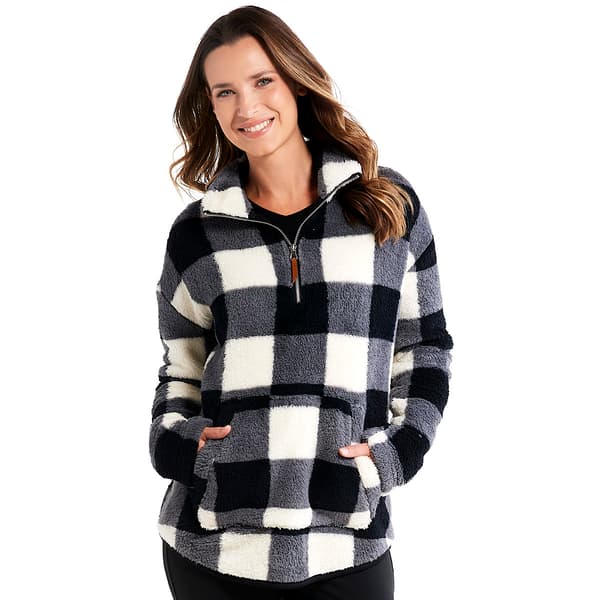 Plus Size Jason Maxwell 1/4 Zip Buffalo Plaid Fleece Jacket - image 