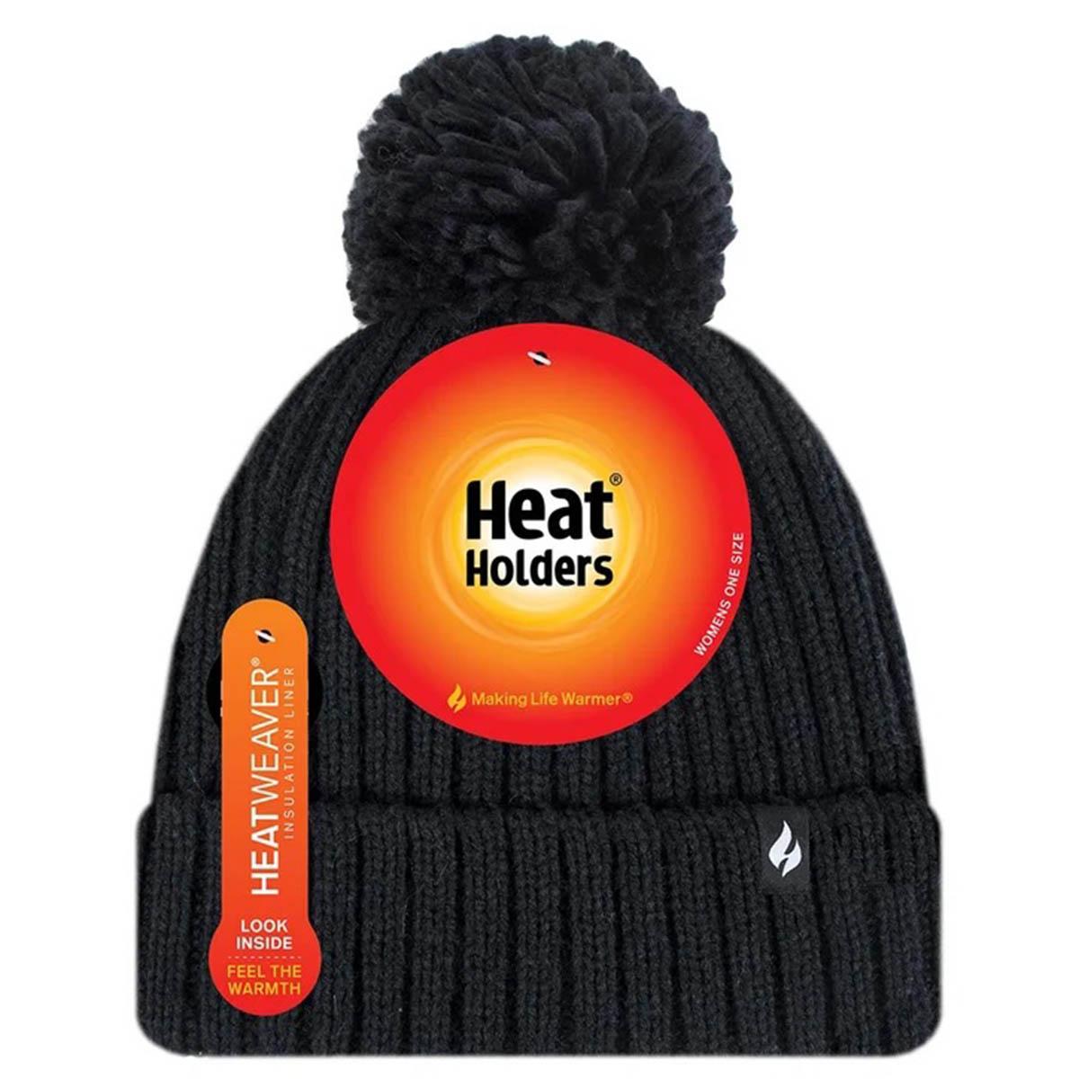 Womens Heat Holders® Arden Rib Roll-Up with Pom Pom Hat