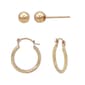 2pc. 10kt. Yellow Gold Ball & Polished Hoop Earring Set - image 1
