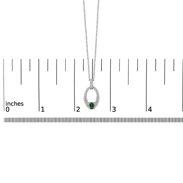 Haus of Brilliance Emerald & White Sapphire Oval Pendant Necklace