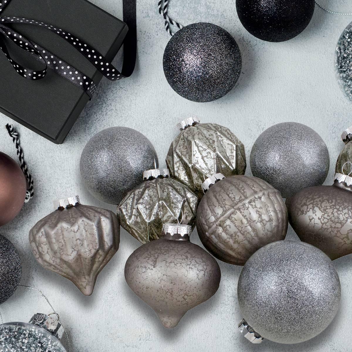 Northlight 12ct. Silver & Neutral Glass Ball Christmas Ornaments