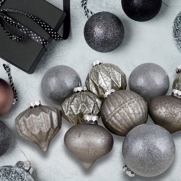 Northlight 12ct. Silver & Neutral Glass Ball Christmas Ornaments