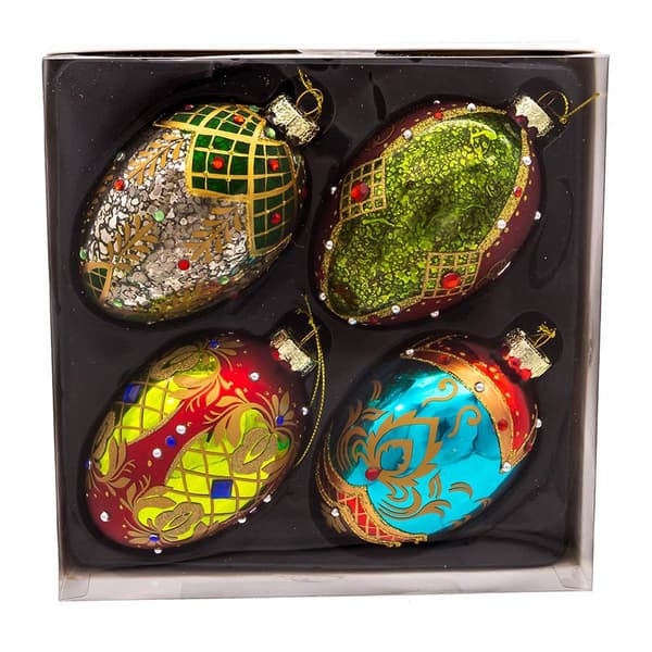 Kurt S. Adler 4pc. 65MM Glass Egg Ornament Set - image 