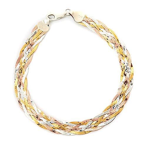 Ellen Tracy Sterling Silver Tri-Color Bracelet - image 