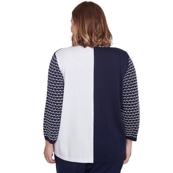 Plus Size Alfred Dunner Block Island 3/4 Sleeve Color Block Top