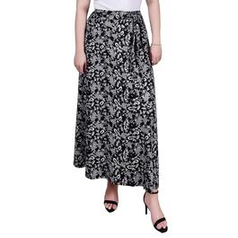 Plus Size NY Collection Pull On Side Tie Skirt - Black Floral