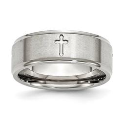 Mens Gentlemen's Classics(tm) Stainless Steel Ridged Edge Cross Band