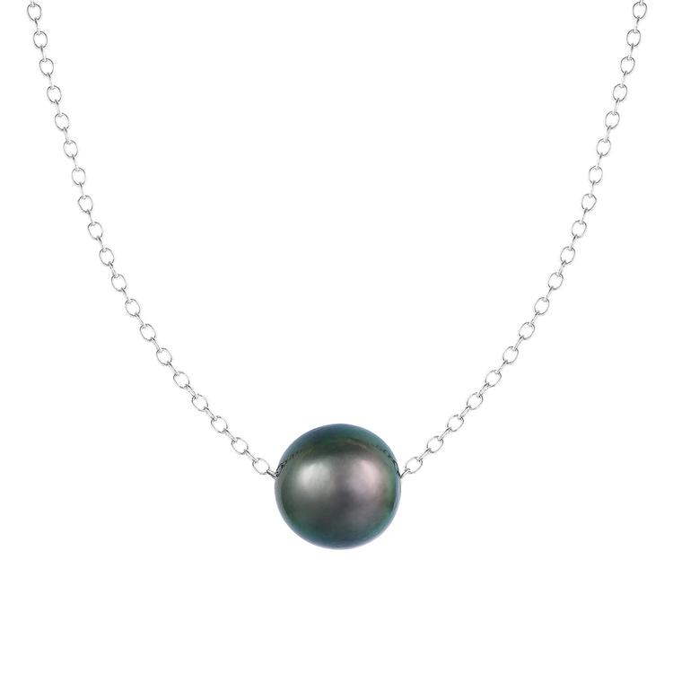 Splendid Pearls Sterling Silver Tahitian Pearl Slider Necklace