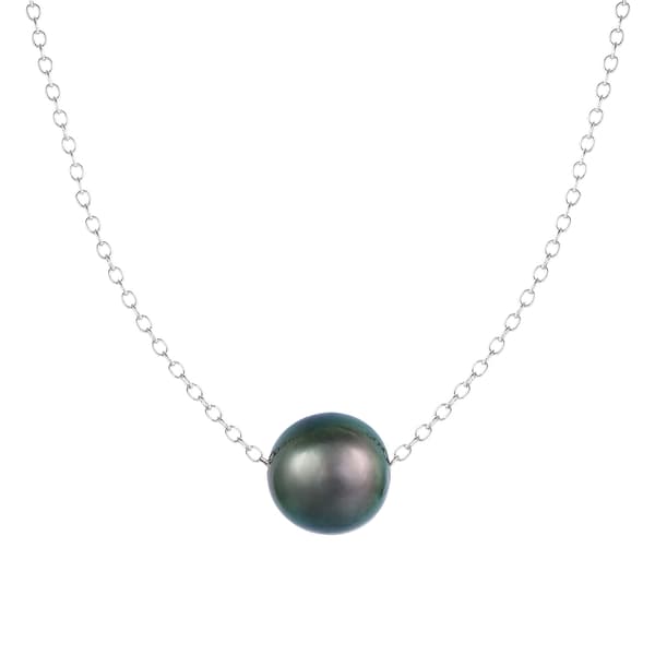Splendid Pearls Sterling Silver Tahitian Pearl Slider Necklace - image 