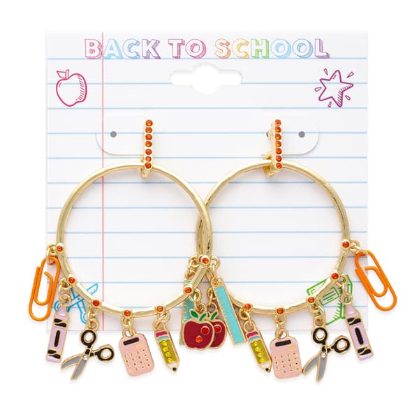 School Supplies Charm Hoop Earrings