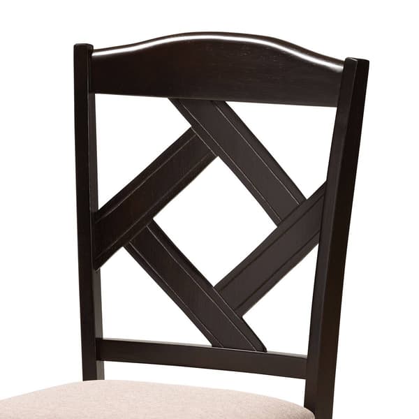 Baxton Studio Morigan Sand Fabric Dark Brown Wood 5pc. Dining Set