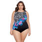 Plus Size Longitude Panel Scoop Back High One Piece Swimsuit - image 1
