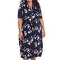 Plus Size MSK Elbow Sleeve Floral Half Zip Midi Dress - image 3