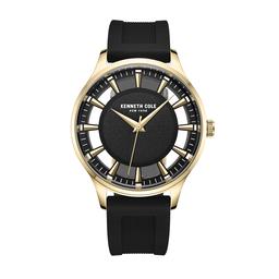 Mens Kenneth Cole(R) Gold-Tone Cut-Out Dial Watch - KCWGM2270804