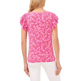 Womens Cece Short Ruffled Sleeve Ditsy Floral Tee