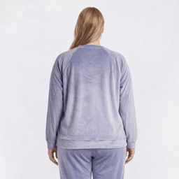 Plus Size Goodnight Kiss Silky Velour Solid Henley Pajama Tee