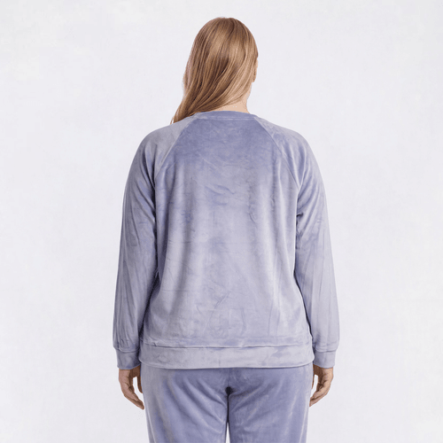 Plus Size Goodnight Kiss Silky Velour Solid Henley Pajama Tee