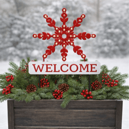 Melrose LED Snowflake Welcome Planter Stake
