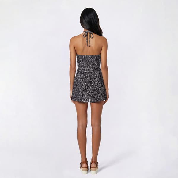 Juniors Madden Girl Ditsy Pucker Knit Tie Halter Romper