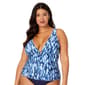 Plus Size Anne Cole Tye Dye Ikat Ring Plunge Tri Tankini - image 1
