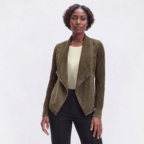 Womens Leo & Nicole Long Sleeve Knitted Diamond Sleeve Cardigan
