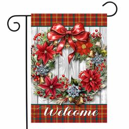 Briarwood Lane Holiday Poinsettia Wreath Garden Flag