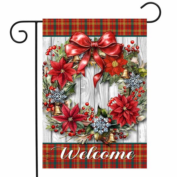 Briarwood Lane Holiday Poinsettia Wreath Garden Flag