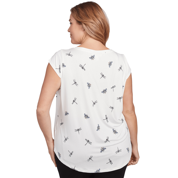 Plus Size Emaline Key Items Cap Sleeve Dragonfly Tee