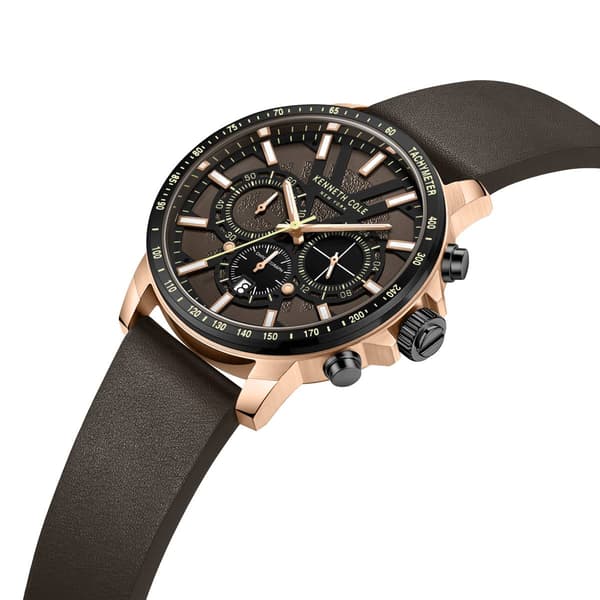 Mens Kenneth Cole&#174; New York Brown/Grey Dial Watch - KCWGC2234804
