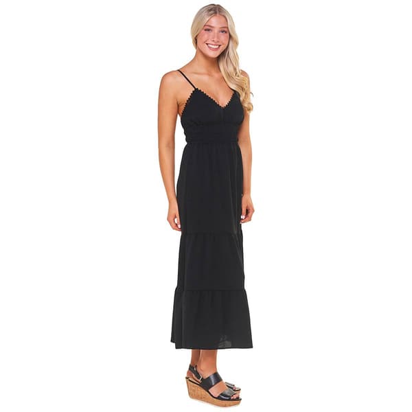 Juniors Madden Girl Air Flow Smock Waist V-Neck Midi Dress