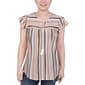 Petite NY Collection Cap Sleeve Tuwa Stripe Tie Neck Blouse - image 2