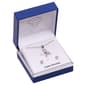 Silver-Tone CZ Pink Ribbon Cross Pendant Earring Set - image 1