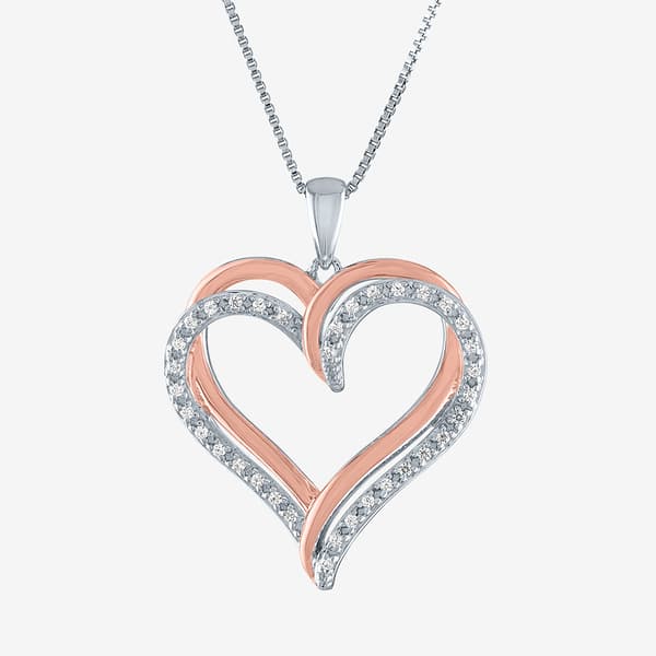 Nova Star® Rose Plated Silver Lab Grown Diamond Heart Pendant