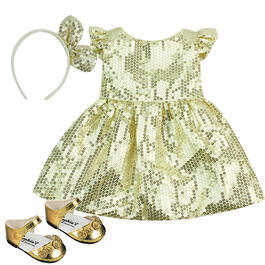 Sophia&#39;s(R) Sequin Holiday Dress &amp; Ankle Strap Shoes for Dolls
