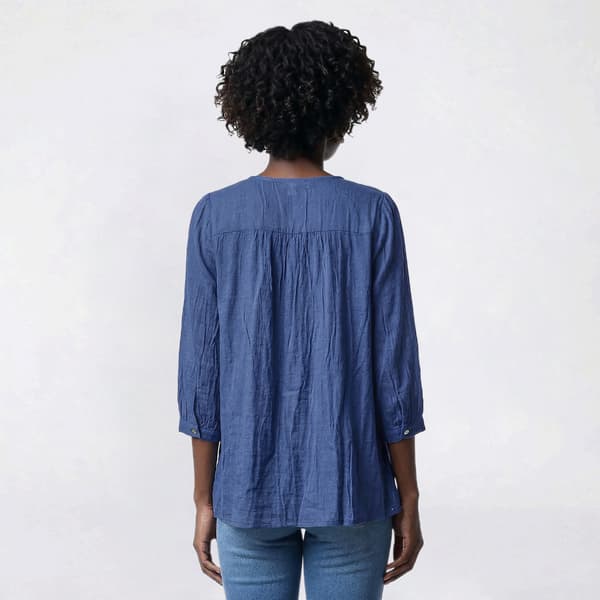 Womens Figueroa & Flower 3/4 Sleeve Solid Lace Yoke Blouse