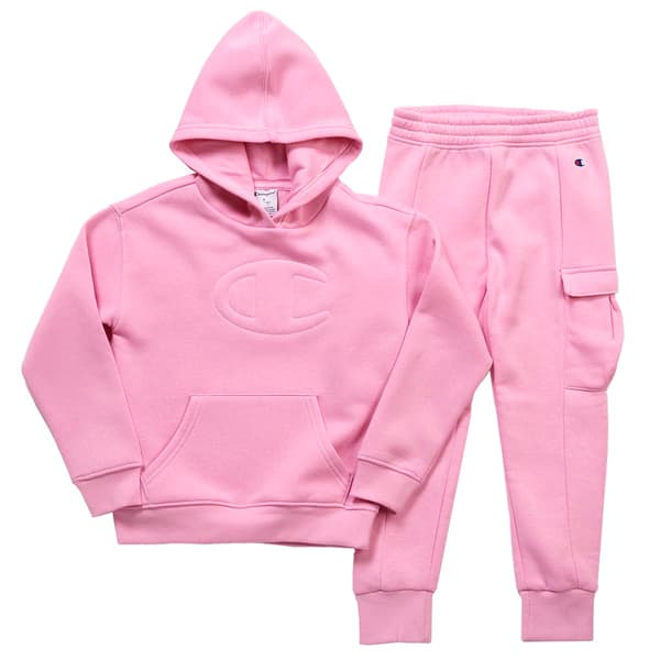 Girls &#40;4-6x&#41; Champion&#40;R&#41; Solid Emblem Hoodie & Cargo Joggers Set - image 