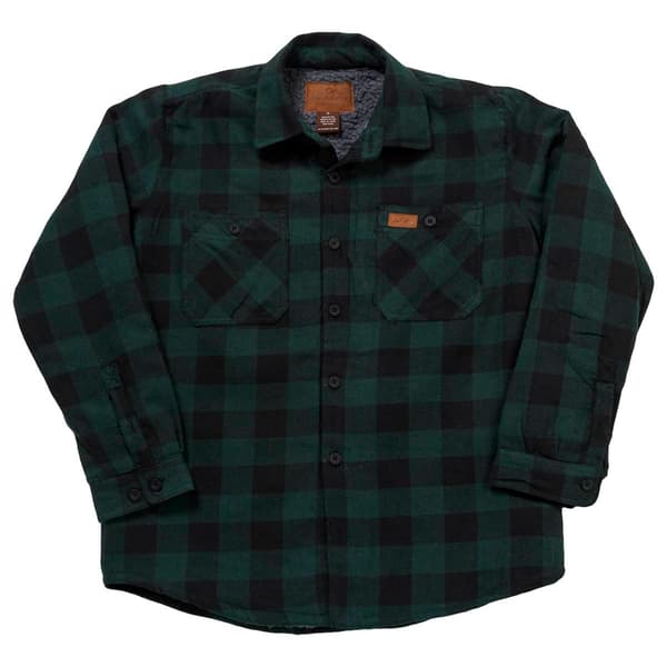 Mens Mountain Ridge® Flannel Shirt Jacket - Green/Black - Boscov's